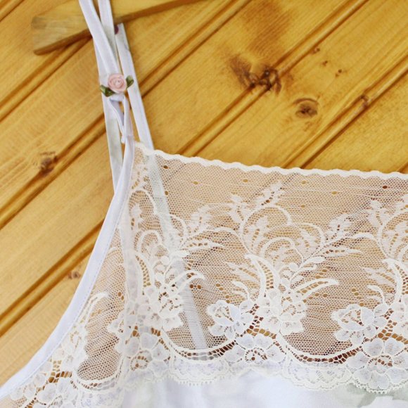 Vintage Camisole California Dynasty Straight Neck Double Strap Lace Medium CA101 - Picture 3 of 9